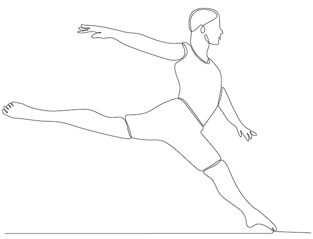 dibujo de línea continua de bailarina de ballet masculino premium vector