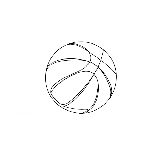 Un dibujo de línea continua de baloncesto para el libro de colorear