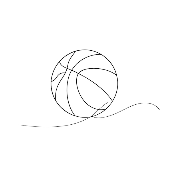 Un dibujo de línea continua de baloncesto para el libro de colorear
