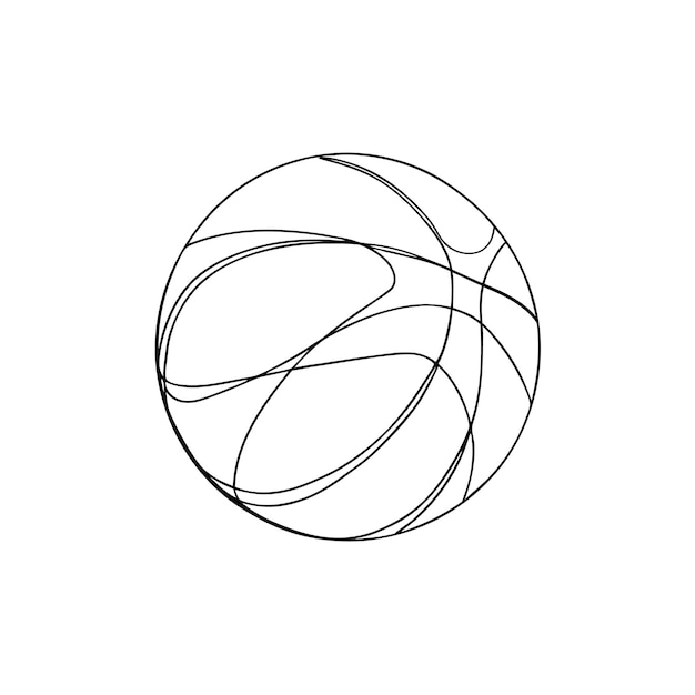 Un dibujo de línea continua de baloncesto para el libro de colorear