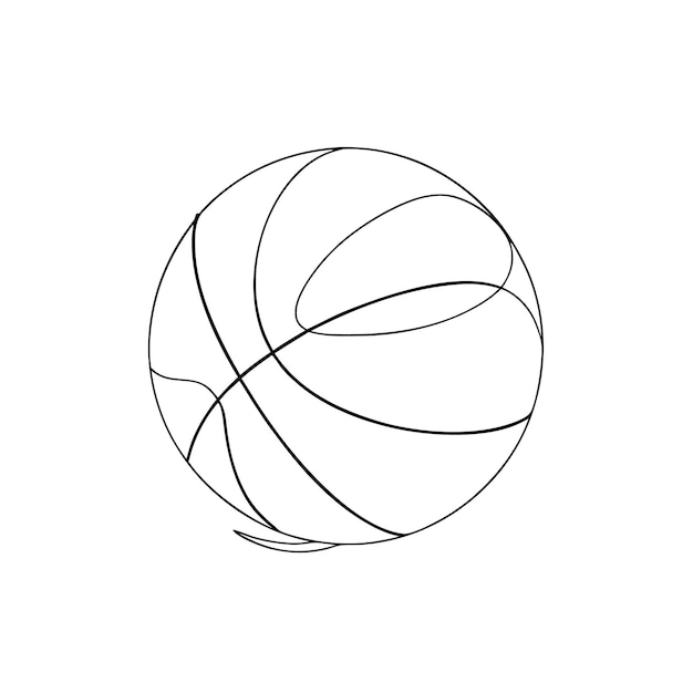 Un dibujo de línea continua de baloncesto para el libro de colorear
