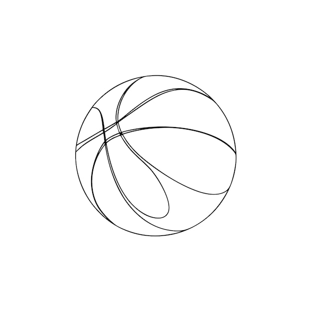 Un dibujo de línea continua de baloncesto para el libro de colorear