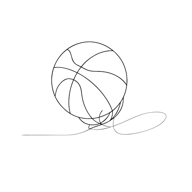 Un dibujo de línea continua de baloncesto para el libro de colorear