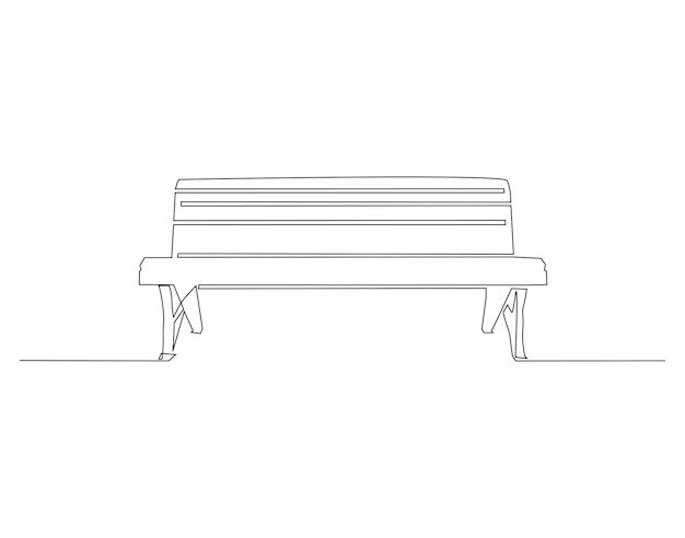 Dibujo de línea continua de banco en el parque Una línea de banco banco parque arte de línea continua contorno editable