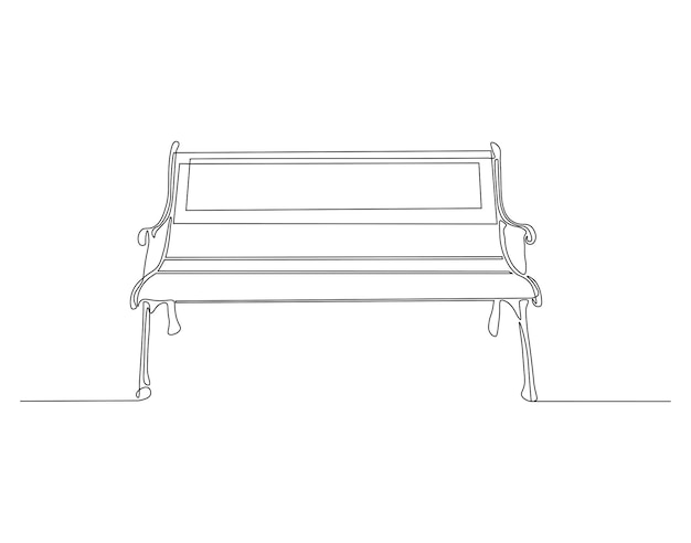 Dibujo de línea continua de banco en el parque Una línea de banco banco parque arte de línea continua contorno editable