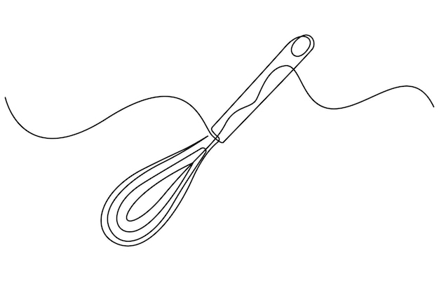 Dibujo de línea continua de batedor de globos Una línea de batedor del globo de herramientas de cocina