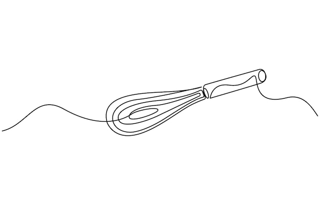 Dibujo de línea continua de batedor de globos Una línea de batedor del globo de herramientas de cocina