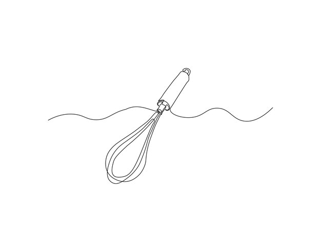 Dibujo de línea continua de batedor de globos Una línea de herramienta de cocina Batedor de globo Batedor de línea continua Arte de línea editable Esbozo