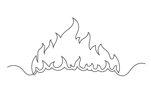 Vector dibujo de línea continua bbq fuego