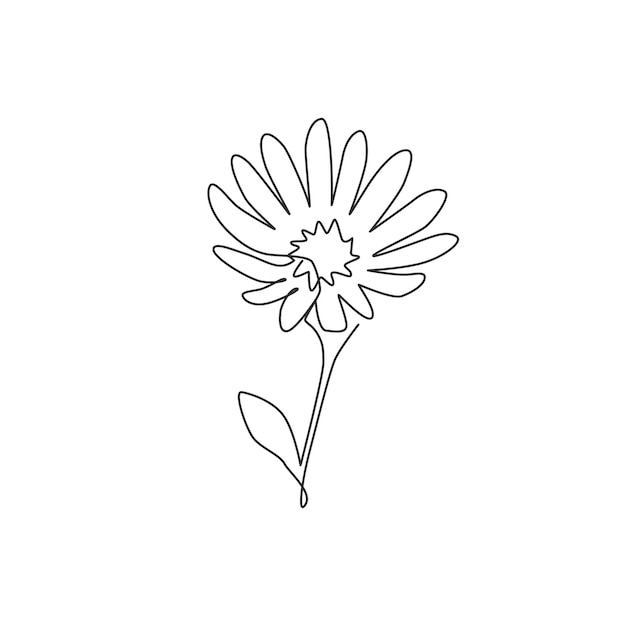 Un dibujo de línea continua de belleza fresca planta perenne con flores para el cartel de arte de pared de decoración del hogar
