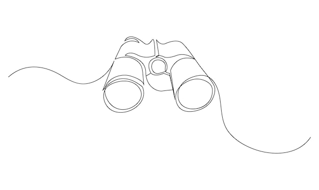 Un dibujo de línea continua de binoculares minimalista mejor uso para el logotipo