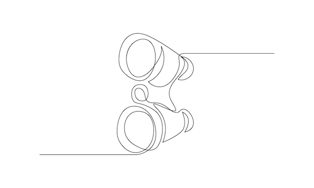 Un dibujo de línea continua de binoculares minimalista mejor uso para el logotipo