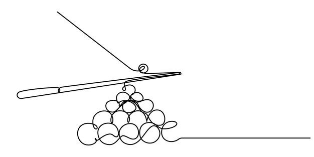 Un dibujo de línea continua de bolas de pirámide triangulares apiladas para el juego de billar de billar