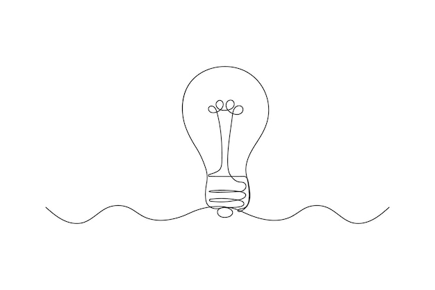 Dibujo de línea continua de la bombilla