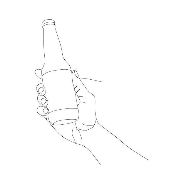 dibujo de línea continua de botella icono lineal de botella de vino dibujo de fondo de una línea vector