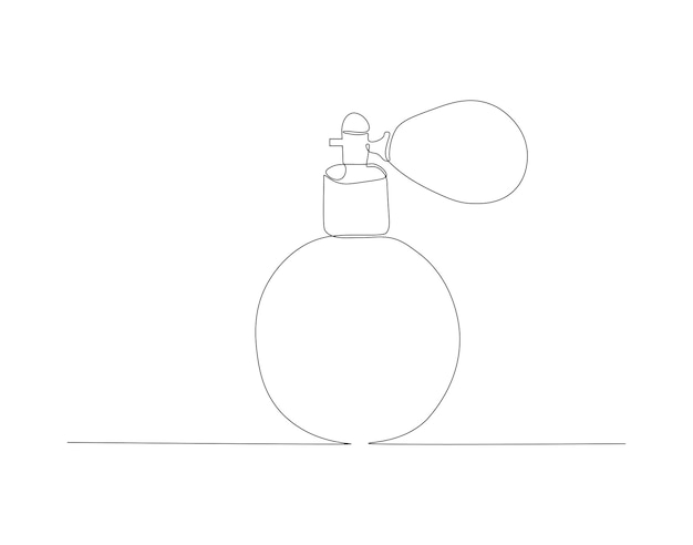 Vector dibujo de línea continua de la botella de perfume una línea de spray de perfume concepto de fragancia arte de línea continua contorno editable