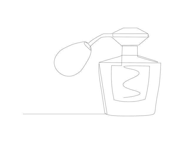 Vector dibujo de línea continua de la botella de perfume una línea de spray de perfume concepto de fragancia arte de línea continua contorno editable