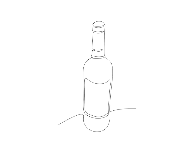 Dibujo de línea continua de una botella de vino Una línea de una botilla de vino Botella de vino Arte de línea continua Contorno editable