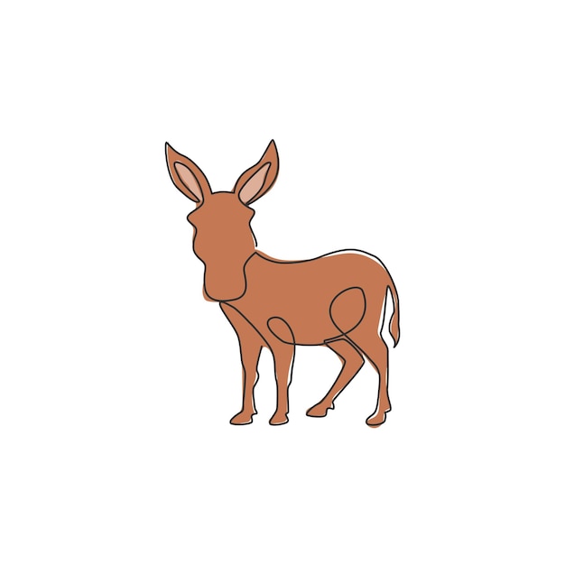 Vector un dibujo de línea continua de un burro de pie ilustración vectorial de diseño de dibujo en tamaño de caballo mini