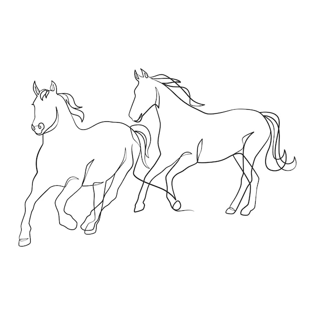 Dibujo de línea continua de caballo Dibujo de una línea de caballo diseño de estilo minimalista