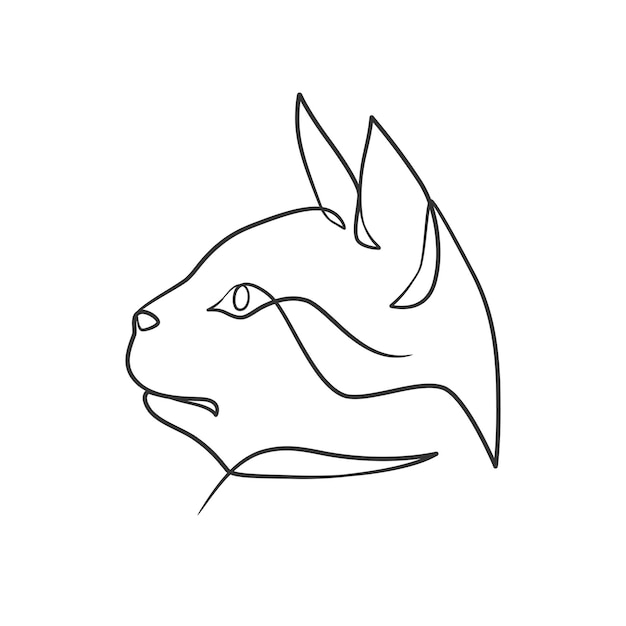 Dibujo de línea continua de cabeza de gato linda cabeza de gato dibujo de una línea diseño minimalista