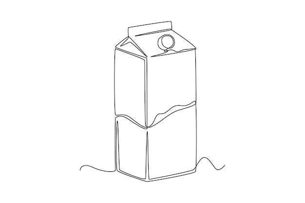 Dibujo de una línea continua una caja de leche concepto de desayuno ilustración gráfica de vector de diseño de dibujo de una sola línea