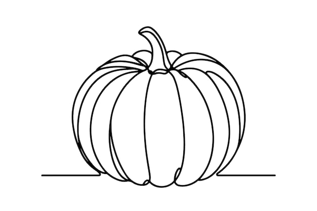 Un dibujo de línea continua de calabaza Arte vectorial de una línea de calabazas