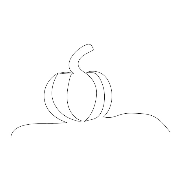 Dibujo de línea continua de calabaza madura