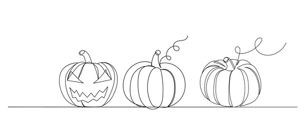 dibujo de línea continua de calabaza vector aislado