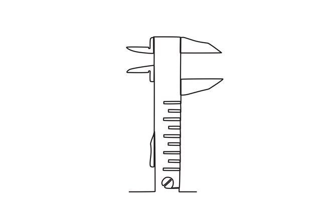 Un dibujo de línea continua de un calibrador varnier Un concepto de línea ilustración vectorial de diseño gráfico