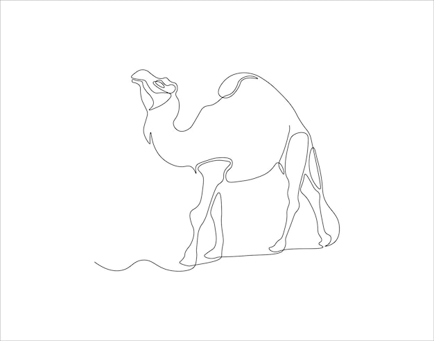 Dibujo de línea continua de camello Una línea de camello árabe Camello en Arabia Arte de línea continua Contorno editable