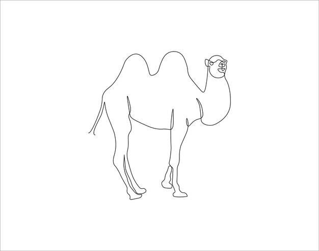 Dibujo de línea continua de camello Una línea de camello árabe Camello en Arabia Arte de línea continua Contorno editable