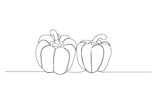 Dibujo de línea continua de capsicum simple dibujado a mano Ilustraciones vectoriales