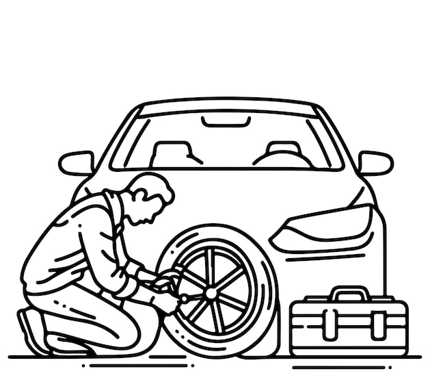 Dibujo de línea continua de Car