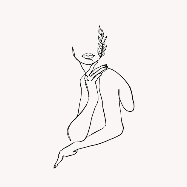 Dibujo de línea continua de cara y mano de mujer. Retrato de mujer mínimo abstracto