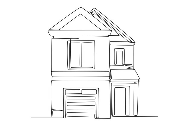 Un dibujo de línea continua de una casa linda o un concepto de edificio pequeño Ilustración vectorial de Doodle