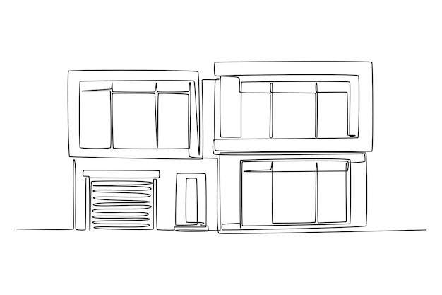 Un dibujo de línea continua de una casa linda o un concepto de edificio pequeño Ilustración vectorial de Doodle