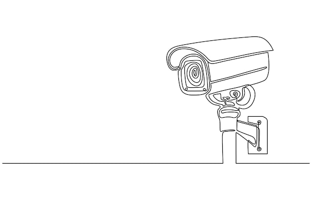 Dibujo de una línea continua de CCTV para monitorear los movimientos de tráfico y mejorar los sistemas de seguridad