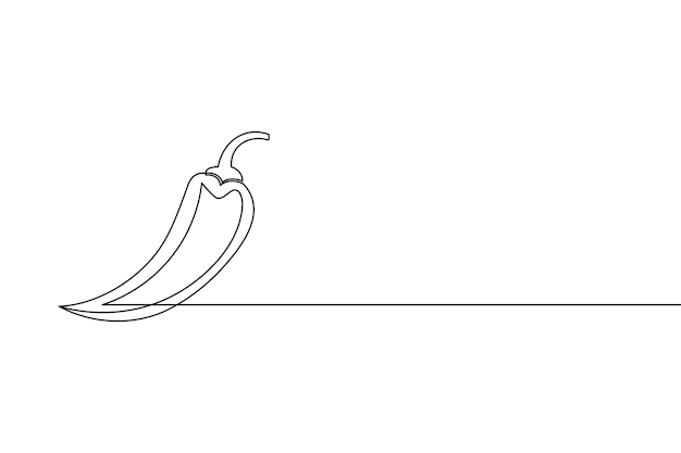 Dibujo de línea continua de chile fresco de contorno aislado icono vectorial simple