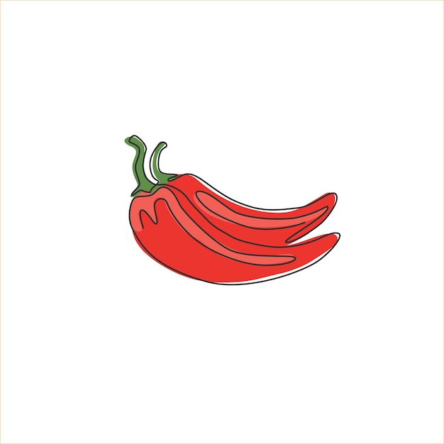 Un dibujo de línea continua de chile picante orgánico para el logotipo Pimienta fresca de chile para el icono de verdura
