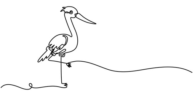 Dibujo de línea continua de la cigüeña Dibujo continuo de línea única de la cigúeña con texto Estroco aislado en