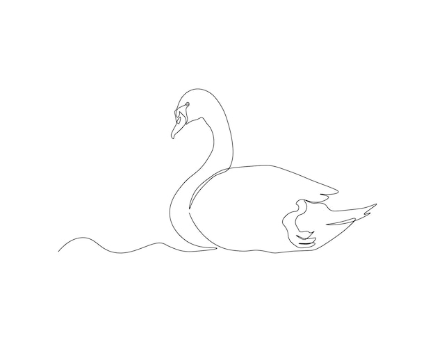 Vector dibujo de línea continua del cisne una línea de hermoso pájaro cisne el cisne arte de línea continua contorno editable