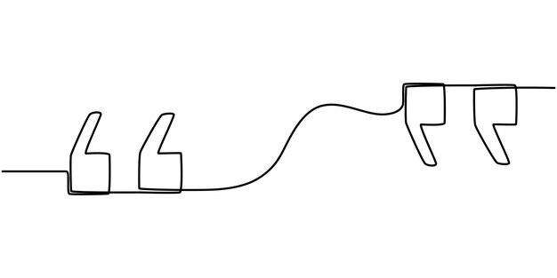 Dibujo de una línea continua de una cita Una línea continua de un dibujo de una cita