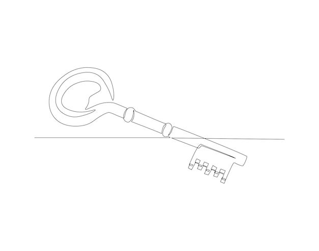 Dibujo de línea continua de la clave Una línea de la clave Arte de línea contínua de la clave Contorno editable