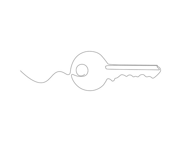 Dibujo de línea continua de la clave Una línea de la clave Arte de línea contínua de la clave Contorno editable