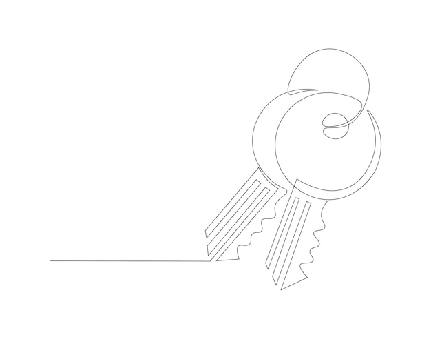 Dibujo de línea continua de la clave Una línea de la clave Arte de línea contínua de la clave Contorno editable