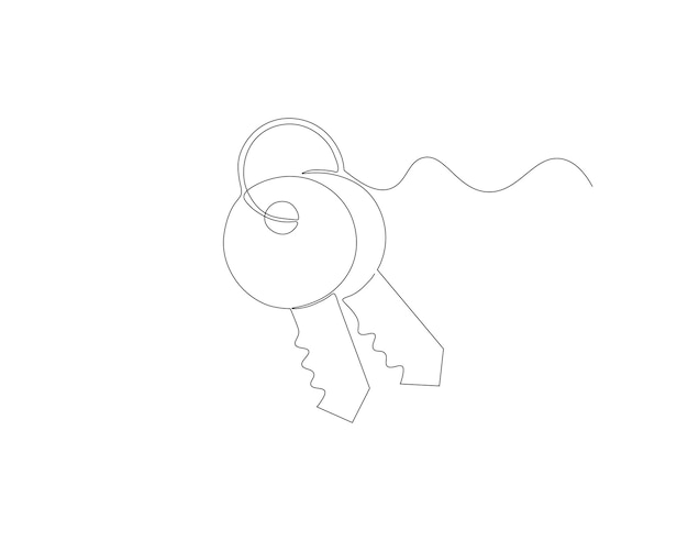 Dibujo de línea continua de la clave Una línea de la clave Arte de línea contínua de la clave Contorno editable