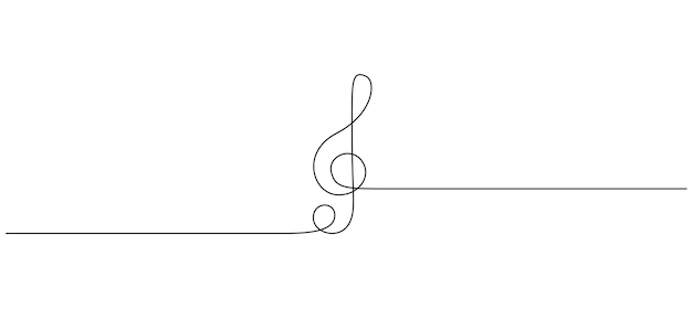 Un dibujo de línea continua de clave de sol Logotipo minimalista y símbolo de sonido y concierto de música en estilo lineal simple Trazo editable Doodle vector ilustración