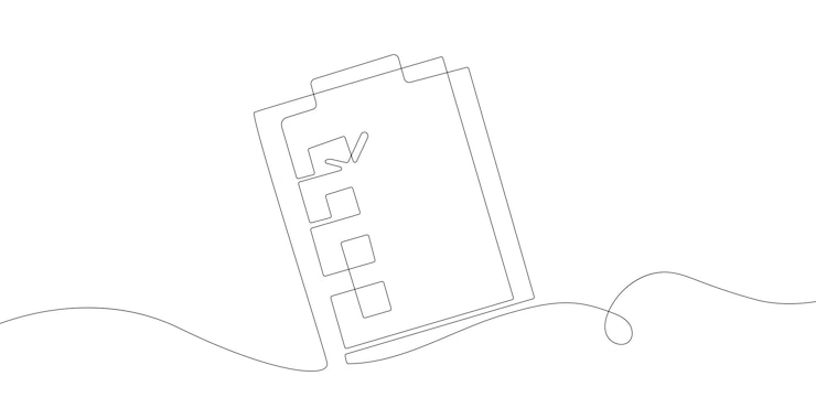 Vector un dibujo de línea continua de un clipboard con un estilo de línea simple de lista de comprobación