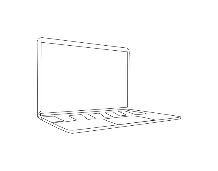 Vector dibujo de línea continua de computadora portátil una línea de portátil gadget portátil arte de línea continua edit